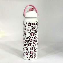 1 pieza Botella de agua de 600ml/20.29oz, 800ml/27.06oz, 1000ml/33.82oz con estampado de leopardo y lazo, botella de agua deportiva, vaso aislado de acero inoxidable de doble capa original, taza para viajes y actividades al aire libre, taza para fitness y deportes al aire libre, taza de fondo plano, taza para el coche, bebida para verano e invierno, regalo para fiestas - Multicolor - Ver 14