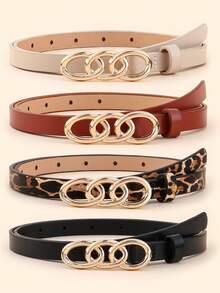 1/3/4 chiếc thắt lưng khóa hình bầu dục tối giản dành cho nữ, thắt lưng bó màu trơn thanh lịch giản dị, thắt lưng họa tiết da báo, đa năng cho váy, quần, bộ đồ, thích hợp sử dụng hàng ngày và làm quà tặng mùa hè, mùa thu, mùa thu, Halloween - Nhiều màu - Xem 12