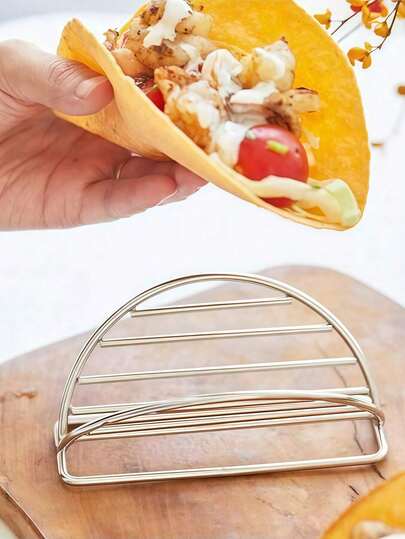 Supports à tacos, support à tacos en acier inoxydable, plateau de service à tacos, plaque de cuisson et support à tacos, pour coquilles de tacos, tortillas, burritos, sandwiches, fête, restaurant