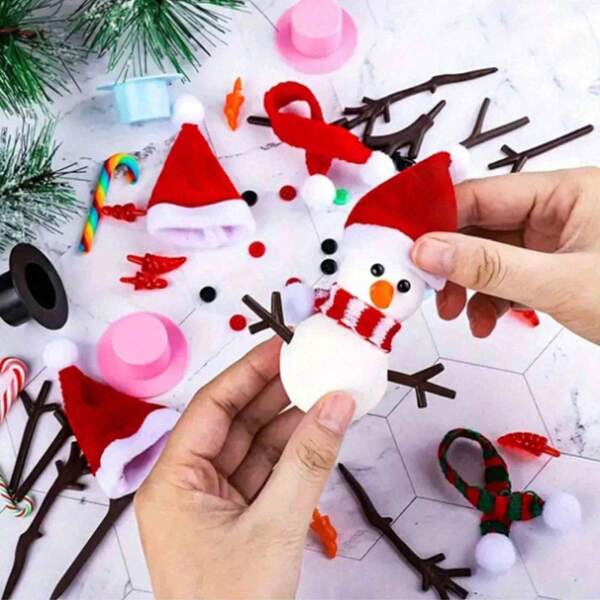 Set de 11 buc. Om de zăpadă lucrat manual, Set de mini oameni de zăpadă DIY independent, Echipat cu expresii bogate, Eșarfe roșii și verzi, Pălărie neagră înaltă și față vie, Braț cu mâini articulate care pot poza, Accesorii pentru scene de iarnă (fulgi de zăpadă, crengi mici, nasturi) Potrivit pentru case de păpuși, Mini decorațiuni de Crăciun potrivite pentru decorarea sărbătorilor în aer liber și activități de petrecere de iarnă, Decorațiuni de Crăciun, Cadouri de Crăciun, Activități de petrecere