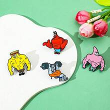 SPONGEBOB 海绵宝宝 1/4 件套奇幻卡通胸针套装 个性化肌肉派大星龙虾拉里珐琅别针 背包服装首饰金属徽章配饰礼品 - 均碼 - 查看 7