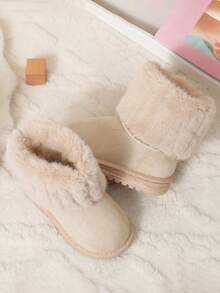 1双女童冬季新款软底时尚多功能户外防滑保暖抓绒雪地靴 - 米色 - 查看 2