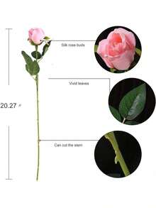 10pcs Pink Artificial Roses, Flowers Valentine's Day Bundle Decoration Wedding Decoration Bride Handheld Flower Wrist Flower Breast Material Home Dining Room Bedroom Vase Decoration Flower Bundle DIY Birthday Party Cake Material Valentine's Day New Years Gifts Material Shooting Props,Vase Decoration,New Year Decoration