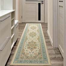 Antep Rugs Alfombras Oriental - Alfombras tradicionales antideslizantes de 2 x 4 pulgadas (antideslizantes) de perfil bajo con respaldo de goma para cocina (verde, 2 pies 3 pulgadas x 4 pies)(2' x 10' (Runner) Azul beige) - Tipo 22 - Ver 3