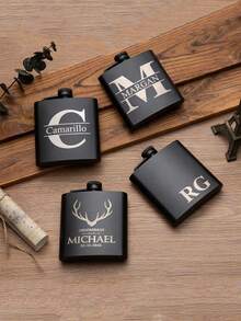 Personalized Custom 6 Oz Black Flask, Custom Men's Flask Gifts, Boyfriend Gifts, Best Man Gifts, Groomsmen Gifts , Best Dad Gifts, Birthday Gifts, Wedding Party Gifts, His Gifts,Brunch-Ready - Multicolor - View 5