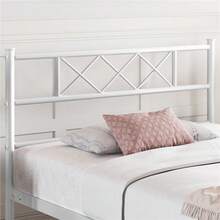 Butterslay Simple Twin/Twin XL Metal Bed Frame With Under-Bed Storage Space, Platform Bed Frame With Headboard And Footboard, 12 Metal Slats Support, Black/White - Trắng (song sinh) - Xem 7