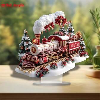 Christmas Train Acrylic Desktop Decor - Inspirational Holiday Symbol Suitable For Home, Office And Cafe