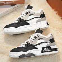 1双男士雪地靴，保暖休闲户外徒步鞋，保暖内衬，PVC鞋底，系带设计，圆头实心鞋头，适合秋冬季日常穿着、徒步旅行、寒冷天气、户外活动，柔软舒适的厚底运动鞋 - 黑色 - 查看 6