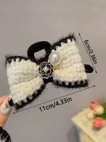 Bowknot Scrunchie Hair Claw Clip, Elegant And Plush, For Autumn/Winter,Hair Accessories,Claw Clips,Hair Jaw Clip,Hair Clutch Fall Flower Hair Clip For Vacation Outfits Woman - Multicolor - View 9