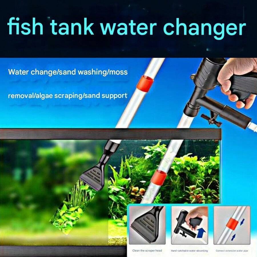 Aquarium Gravel Cleaner, Air Pressure Sand Washer, Quick Water Change, One-Touch Moss Removal, Anti-Clogging And Powerful Algae Scraper, Sand Filter, Fish And Turtle Tank Cleaning Tool - 黑色 - 查看 1