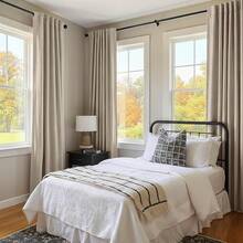% Blackout Curtains Bedroom, 84 Inch Long Blackout Curtains, Clip Rings Linen Drapes, Thermal Insulated Room Darkening Living Room, 2 Panels - Beige, W50xL84, Bedroom Decor - 土米色 - 查看 2