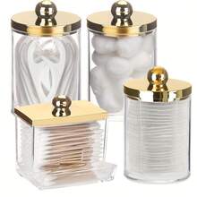 Hộp đựng tăm bông vệ sinh 1/2/3/4 chiếc, lọ đựng tăm bông trong suốt 10 oz, hộp đựng đồ trang điểm, hộp đựng đồ dùng phòng tắm. - Nhiều màu - Xem 14