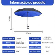 Large Inverted Umbrella Windproof Heavy Duty Reinforced Double Fabric For Cars - 藍色 - 查看 9