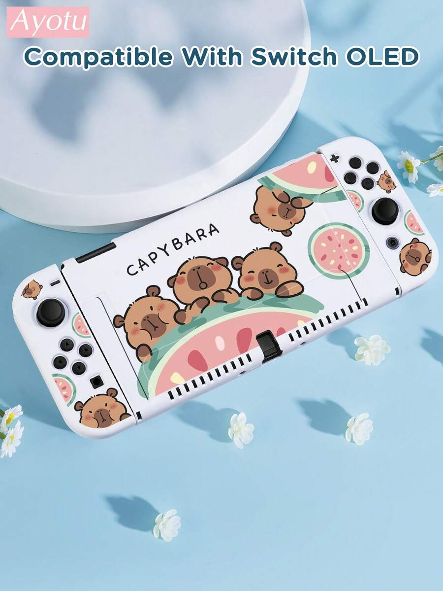 Ayotu 1个可爱动物造型保护壳，兼容Switch OLED/Switch NS/新款Switch 2（2025款，7.9英寸），超耐用轻巧设计，防震防刮。
