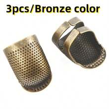 2/3/4 piezas/ Dedal vintage para coser, funda protectora de metal para el dedo, herramienta de accesorios para manualidades, bordado de punto de cruz y uso doméstico - Multicolor - Ver 15