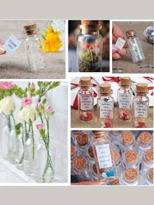 1/5/10 Stücke kleine Glasflaschen, DIY Bastelset mit Stopfen, Etiketten, Schnur & Trichter, ideal für Hochzeitsgeschenke, Dekoration oder Bastelprojekte, klares Glas Material, Halloween, Weihnachten - Verschiedenfarbig - Übersicht 4