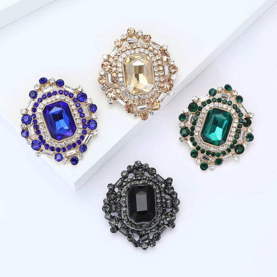1 PC New Fashion High-End Light Luxury Brooch. Suitable For Shirts, Dresses And Sports Jackets, It Is An Ideal Choice For Commuting, Dates And Parties, Elegant And Unique. - 藍色 - 查看 1