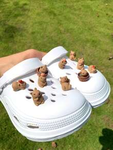 5pcs/10pcs Capybara Shoe Charms, Cartoon Animal All-Match Beach ABS Plastic Shoe Decorations, Cute Cartoon Simple Fashion Versatile Shoe Accessories, Suitable For Sandals, Clogs, DIY - Brown - View 8