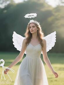 2PCS Angel Wings Angel Wings And Halo Set Carnival Makeup Ball Sexy Performance Costume Role Playing Party Christmas Gift