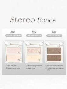 NOVO 3D Sculpting Contour & Highlight Palette, Matte & Pearlescent Comprehensive Palette, Suitable For Autumn/Winter, Ideal For Women, Y2K Style, Great For Birthday, Party, New Year Makeup - 01# Wild Gardenia - View 6