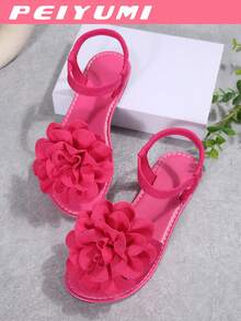 PEIYUMI Women's Sandals, Summer Beach Floral Decor Sandals, Stretchy Elastic, Portable - Hot Pink - View 2