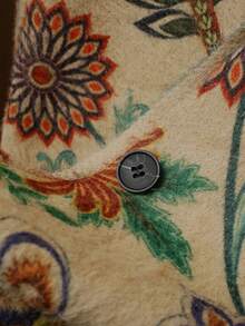 Plus Size Women Floral Print V-Neck Cardigan, Casual Loose Fit - Multicolor - View 3