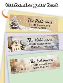 (3-Piece Set) 42 Customized Christmas Return Address Labels, Personalized Christmas Return Address Labels With Santa Claus, Holiday Christmas Tree Design, Customized Holiday Happy Surname Stickers, Personalized Address Labels Self-Adhesive Flat Rectangular Return Name Stickers, Christmas Decoration,  Suitable For Holiday Gift Packaging And Stationery, Greeting Card Envelopes, Daily Office Use (4 Patterns To Choose From) - Multicolor - View 4