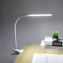 1pc White/Black LED Reading Light With Clip, USB Plug Book Light, Flexible Neck Portable Clamp Lamp For Bed Headboard,, Computers & Desk, Perfect Night Bed Light,Suitable For Halloween And Christmas. - White - View 4