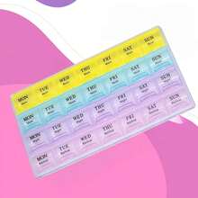 Gets 7-Day Weekly Pill Box Organizer - Four Times Daily Medication Planner With Separate Compartments For Morning, Noon, Evening & Night Vitamins And Pills, Travel Friendly - 彩色 - 查看 4