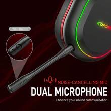 KOFIRE UG-05 Haptic Bass RGB 20ms Low-Latency 30H Battery, Tri-Mode 2.4GHz + Bluetooth + 3.5mm, Detachable ENC Mic 3D Surround, Memory-Foam Earpads, Black, Over-Ear Wireless Gaming Headset, For PC Laptop Tablet Phone, With 2.4GHz Wireless Receiver
