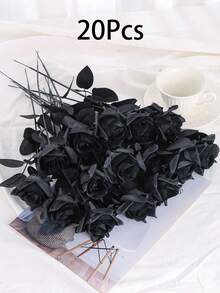 20/10/6pcs Artificial Black Flowers Rose Fake Silk Flowers With Long Stem Family Wedding Party Halloween Goth Dark Department Decoration Outdoor Photo Props Simulation Flower Dark Decoration Simulation Rose Bouquet.Gifts For Women,Wedding,Fake Flowers,Fake Plant,Living Room Decor,Living Room Decor,Birthday Gift,Home Decor Living Room,Decoration Home,Ornaments Home,Room Decor Bedroom.
