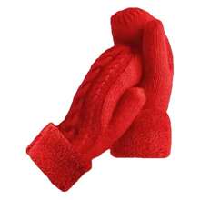 Winter Strickhandschuhe mit Fleece gefüttert, übergroß und verdickt, warme Handschuhe, verdickte fingerlose Handschuhe