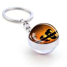 1PC Vintage Elephant Themed Glass Sphere Keychain, Multiple Elephant Design Options With Metal Key Ring, Unique Animal-Inspired Accessory For Elephant Lovers As A Gift Or Daily Use - Silver - View 1