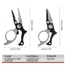 BILLINGS Fishing Pliers, Mini Aluminum Fishing Pliers, Fish Hook And Braided Fishing Line Disassembly Tool, Saltwater And Freshwater Universal Open Ring Pliers, Multi-Functional Fishing Tool - Black - View 9