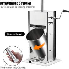 PtioHavn Embutidora De Acero Inoxidable, Máquina Embutidora De Salchichas, Modelo Manual De Sobremesa, Diseño De Embutición Vertical De Doble Velocidad, Apta Para Uso Doméstico o En Restaurantes(10L). - 10 litros - Ver 5