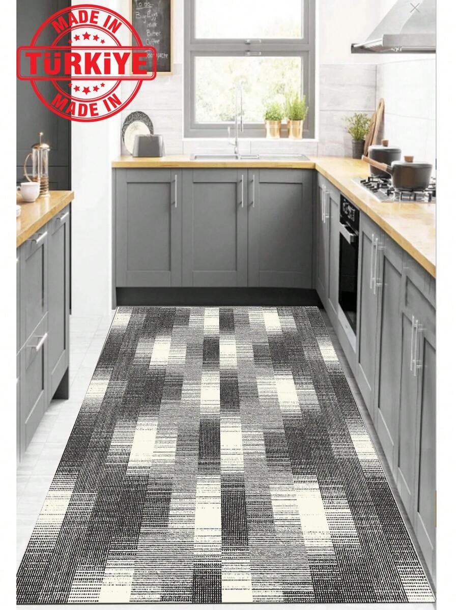 Kitchen Rug - Washable Runner Rug – Non-Slip Roll Carpet – Modern Soft Rug – Cut-To-Size Hallway Rug / Kitchen Mat (60*150, 60*200, 80*200, 80*300, 100*200, 120*180 Cm) Made ın Turkey - Dark Grey - View 1