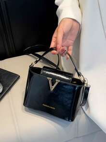 Fashionable & Versatile Tote Handbag, Contrast Color, New Arrival For Autumn/Winter