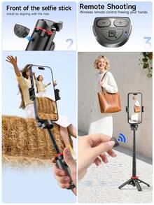 TOKQI 三合一手持迷你自拍杆三脚架，带无线遥控器的手机支架，便携式可伸缩落地支架，带挂绳环，兼容智能手机，适用于Vlog、家庭聚会、假日录像、直播等场景。 - 彩色 - 查看 8