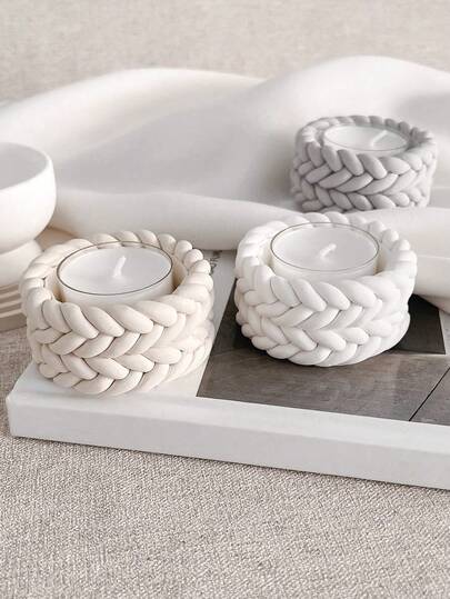 1pc Knot Shaped Candle Cup Base Silicone Mold, DIY Plaster Concrete Mold, Knot Shaped Candle Holder Decor Resin Craft Mold