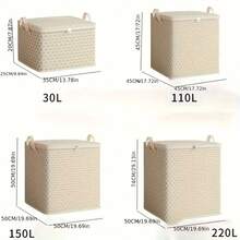 2-Pack 58-Gallon Extra-Large Zippered Storage Bags - Heavy-Duty Non-Woven Fabric With Elegant Geometric Pattern, Ideal For Blankets, Bedding, And Clothing - Versatile Space-Saving Storage For Home And Travel, Stylish Organization, Sturdy Handle Design, Under-Bed Storage - 米色-220L - 查看 2