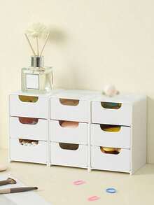 1pc 3-Tier Drawer Box, Desktop Storage Box For Jewelry, Cosmetics And Craft Supplies, Small Plastic Storage Drawers, Perfect For Office, Arts & Crafts, And DIY Accessories - Multicolor - View 6