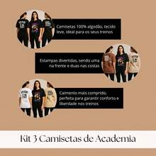 Kit Of 3 Women's Oversized Gym T-Shirts 100% Cotton Loose Fit - 鏽棕色 - 查看 2