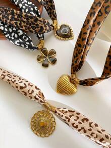 1pc New Luxury Retro Leopard Print, Heart, Shell, Animal Pendant 18k Gold Waterproof Fashionable & Versatile Necklace For Women - Necklace - View 13