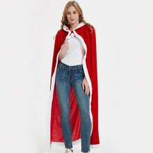 Christmas Red Cape, Santa Claus Cape, Christmas Long Or Short Hooded Cape, Christmas Cloak, Women's Christmas Velvet Costume, Little Red Riding Hood Cloak, Hooded Cape For Halloween Anime Cosplay Party - Multicolor - View 3