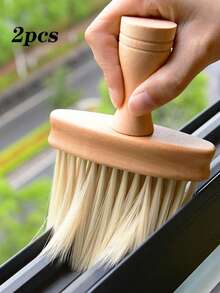 1pc Wooden Handle Cleaning Brush, Long Bristle Brush For Cleaning Car Air Conditioning Outlet, Interior Cracks