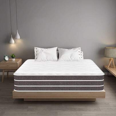 Colchón 140x190, Altura 30 cm, Colchón Matrimonio con Espuma Viscoelástica y Muelles Ensacados, Certificado Öko-Tex, Firmeza Media H3, Independencia de lechos, 10 Zonas Diferenciadas, Ergonómico