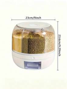 Asnews Grain Dispenser, 360° Rotating Food Storage Container With Lid, Automatic Rice Bucket, Kitchen Storage Box Suitable For Beans, Corn, Wheat And Barley. - White - View 8