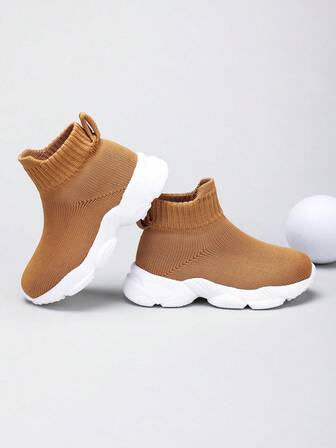 1 par höga sportskor för barn i enkla tyg, andningsbara löparskor för utomhusbruk, tonåringar, campingskor för casual bruk