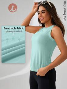 Leorrey 1 Stück Damen nahtloses, bequemes, modisches einfarbiges Rundhals-Ärmelloses, anliegendes Fitness-Workout-Tennis-Outdoor-Sport-Tanktop