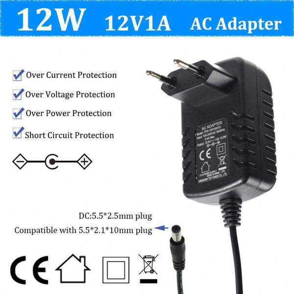 12W/12V 1A Power Adapter,Ac Adapter For LED Light Strip.